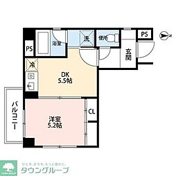 千草 4階1DKの間取り