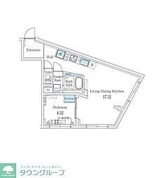 Fika代々木上原 4階1LDKの間取り