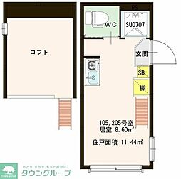 Ｌ’Ａｔｅｌｉｅｒ 1階ワンルームの間取り