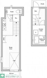 リュクス吉祥寺ウエスト 2階1Kの間取り