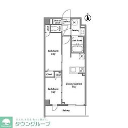 ザ・グラヴィティ新宿 2階2DKの間取り
