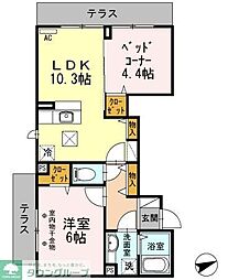 コンソラータ 1階2LDKの間取り