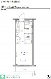 プラウドフラット渋谷富ヶ谷 3階1Kの間取り