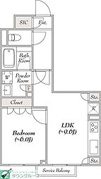 ルミークアン上原 1LDKの間取図画像