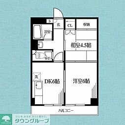 方南町ウエストハイツ 2DKの間取図画像