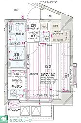 パレステュディオ新宿都庁前 1Kの間取図画像