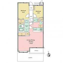 ベルハイム下北沢 2LDKの間取り