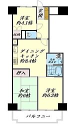 ラポール錦町 3DKの間取図画像