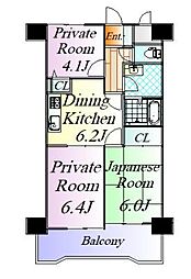 セザール多賀城公園 3DKの間取り