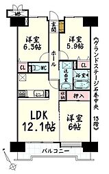 グランドステージ石巻中央 3LDKの間取図画像