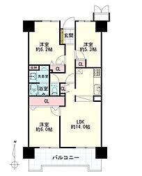 ロイヤルシャトー泉中央ヒルズ 3LDKの間取図画像