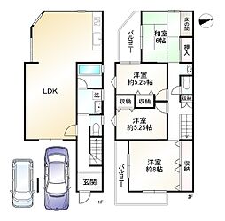 近鉄奈良線 富雄駅 徒歩13分 4LDKの間取り