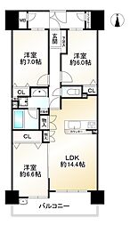 コスモシティ御池富小路 3LDKの間取り