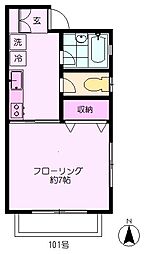 ラ・フロール 1Kの間取図画像