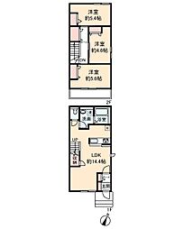 新築グランシャリオめじろ台 2階3LDKの間取り