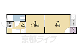 コーポ西茶屋 2階2Kの間取り