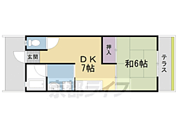 太秦御所ノ内町貸家 南-2 1DKの間取り