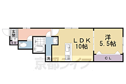 クレバメント太秦 1階1LDKの間取り