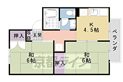 ヴィルベール奥村A 2DKの間取図画像