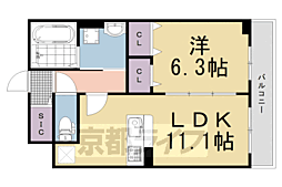 JR東海道・山陽本線 長岡京駅 徒歩35分の賃貸アパート 1階1LDKの間取り