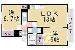 JR東海道・山陽本線 桂川駅 徒歩5分の賃貸アパート 1階2LDKの間取り