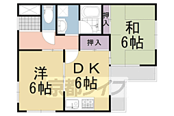 阪急京都本線 長岡天神駅 徒歩15分の賃貸マンション 4階2DKの間取り