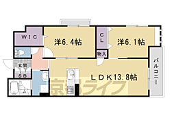 シャーメゾン　西ノ京 2階2LDKの間取り