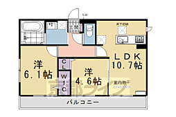 リバティスクエア楓 1階2LDKの間取り