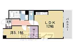 パインフィールド五条 9階1LDKの間取り