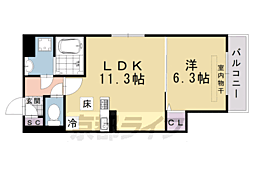 ＧＲＡＭＭ御陵Ｃ荒木 1階1LDKの間取り