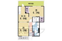 メゾンＴ．Ｔ．　Ｂ棟 1階2DKの間取り