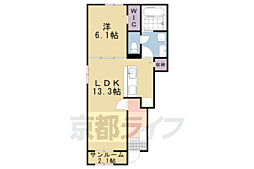 トムズガーデン園部　II 1階1LDKの間取り