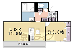 クオレール　はな 1階1LDKの間取り
