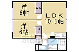 阪急京都本線 長岡天神駅 徒歩24分の賃貸アパート 2階2LDKの間取り