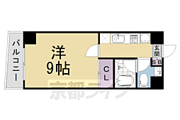 阪急京都本線 西京極駅 徒歩3分の賃貸マンション 5階1Kの間取り