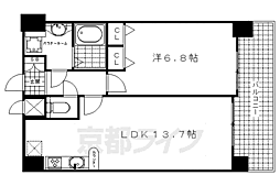 スワンズ京都油小路 8階1LDKの間取り