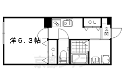 グレース西ノ京 2階1Kの間取り