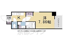 ＣＡＶＡＮＡ九条烏丸 4階1Kの間取り