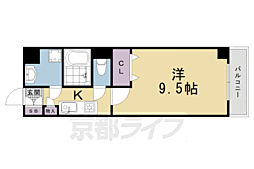 シャイン帷子ノ辻 2階1Kの間取り