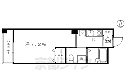 京都市営烏丸線 五条駅 徒歩10分の賃貸マンション 1階1Kの間取り