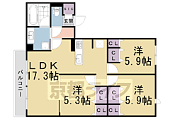 くおん嵯峨　東棟 1階3LDKの間取り