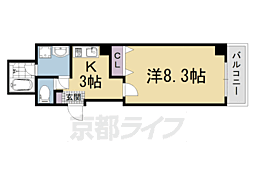 阪急京都本線 大宮駅 徒歩5分の賃貸マンション 10階1Kの間取り