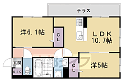 Ｆｌｅｕｒ　II 1階2LDKの間取り