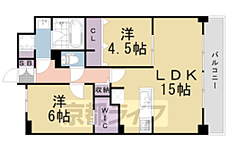 阪急京都本線 長岡天神駅 徒歩5分の賃貸マンション 2階2LDKの間取り