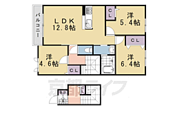 シャーメゾン園部 2階3LDKの間取り