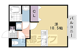 アムール西桂　Ｂ棟 1階ワンルームの間取り