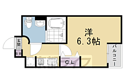 グランデコート西院三蔵 1階1Kの間取り