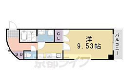 エリーフラッツ上桂 2階1Kの間取り