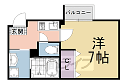 ＶＥＧＡＳ西ノ京Ｂ 2階1Kの間取り