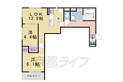 阪急京都本線 西院駅 徒歩17分の賃貸アパート 1階2LDKの間取り